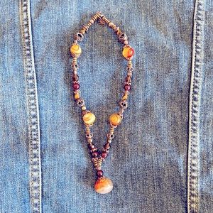 18” Stone Bead Necklace. Heavy weight. Beautiful Bohemian